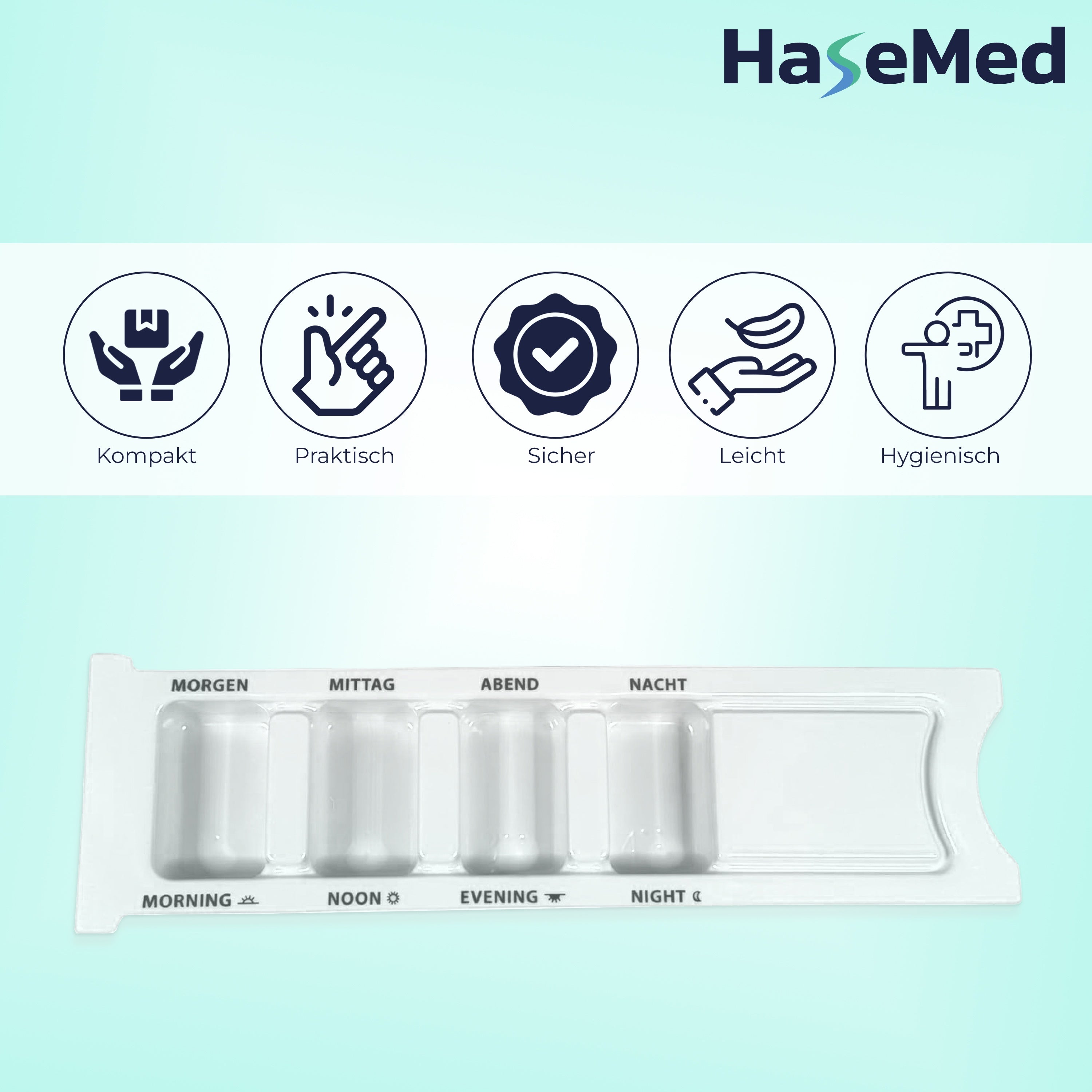 Hasemed Pill Organizer 4 Compartments, for 1 Day