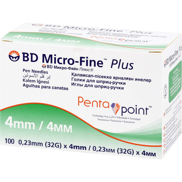 BD Micro-fine+ 4 mm Pen Needles 0.23x4 mm, 1 Pack = 100 Pieces