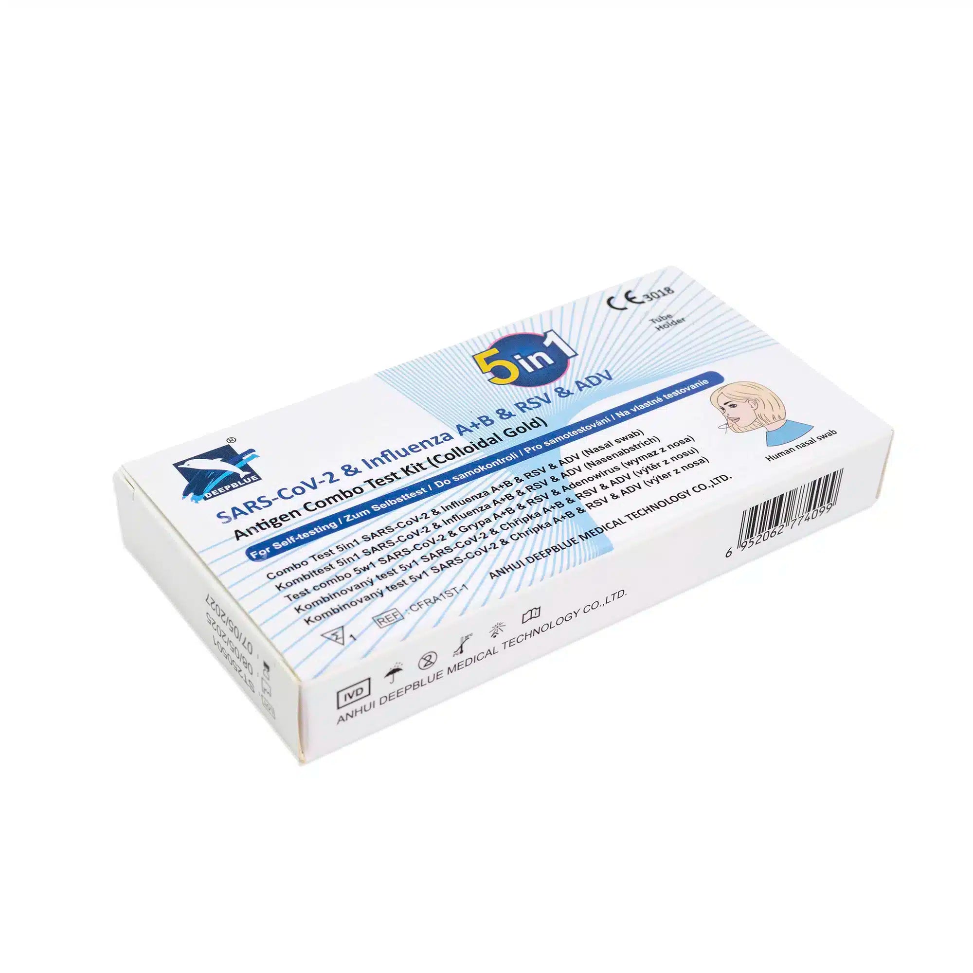 Deepblue 5in1 Combo Test: COVID-19, Flu A+B, RSV & Adenovirus – Rapid Antigen Selftest